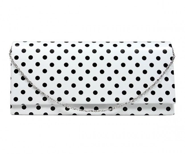 Evening Bag - Glossy Polka Dots - White -BG-92120W